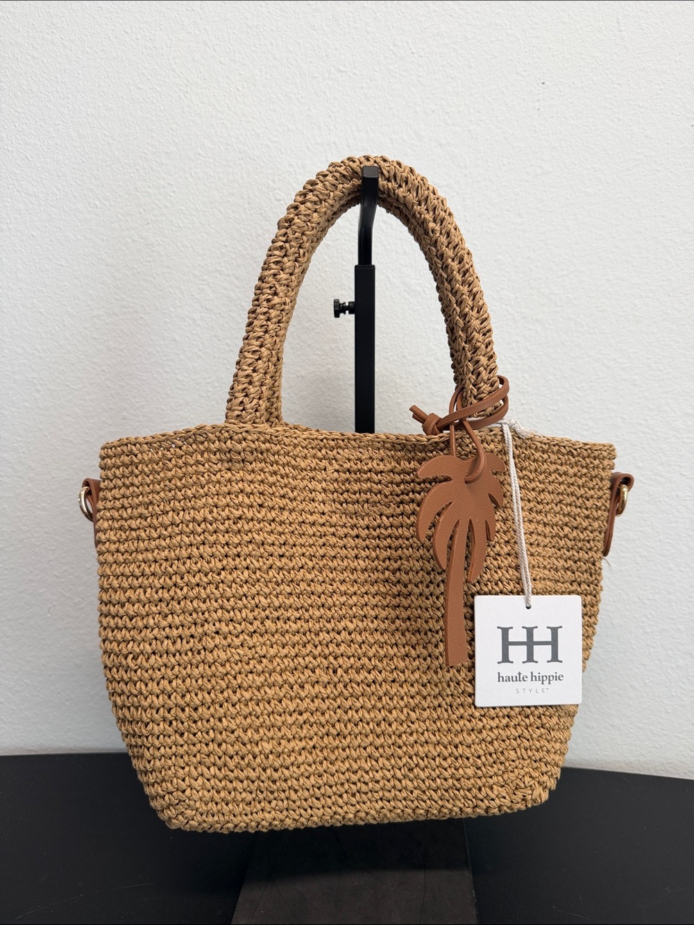 Haute Hippie | Woven Straw Mini Tote Palm Charm - Picture 6 of 12